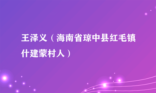 王泽义（海南省琼中县红毛镇什建蒙村人）