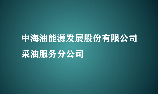 中海油能源发展股份有限公司采油服务分公司