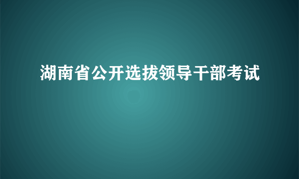 湖南省公开选拔领导干部考试