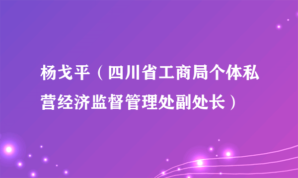 杨戈平（四川省工商局个体私营经济监督管理处副处长）