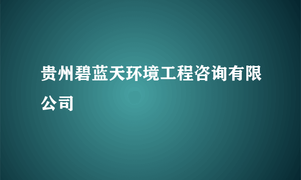 贵州碧蓝天环境工程咨询有限公司