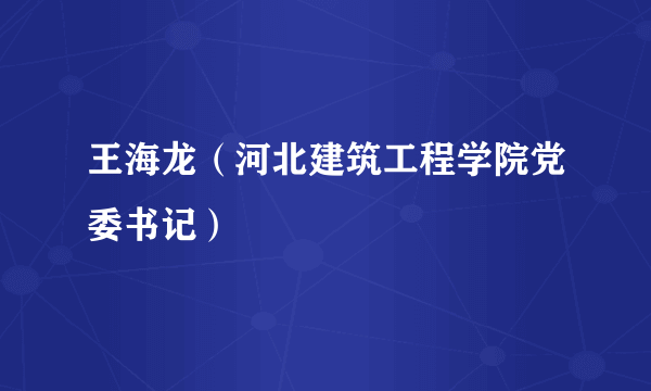 王海龙（河北建筑工程学院党委书记）