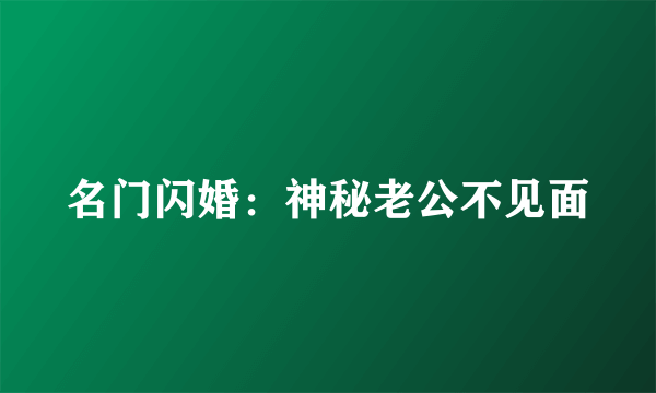 名门闪婚：神秘老公不见面