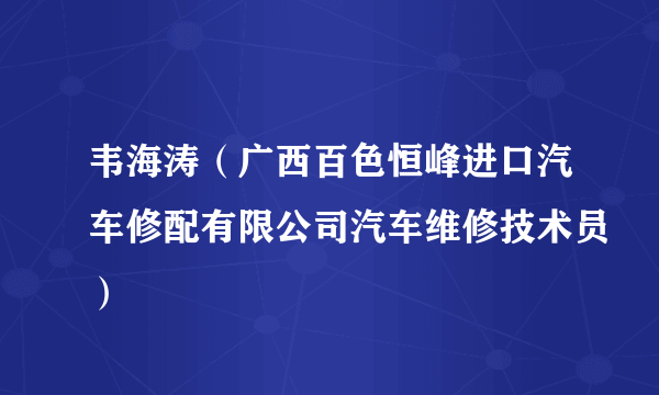 韦海涛（广西百色恒峰进口汽车修配有限公司汽车维修技术员）