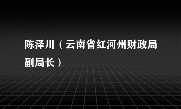 陈泽川（云南省红河州财政局副局长）