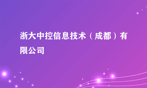 浙大中控信息技术（成都）有限公司