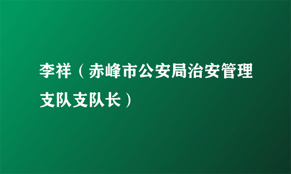 李祥（赤峰市公安局治安管理支队支队长）