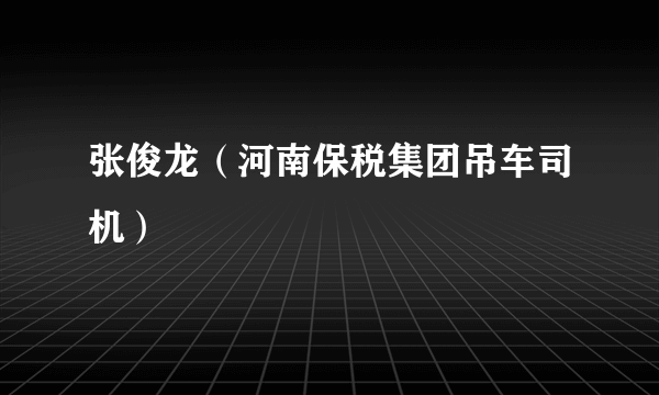 张俊龙（河南保税集团吊车司机）