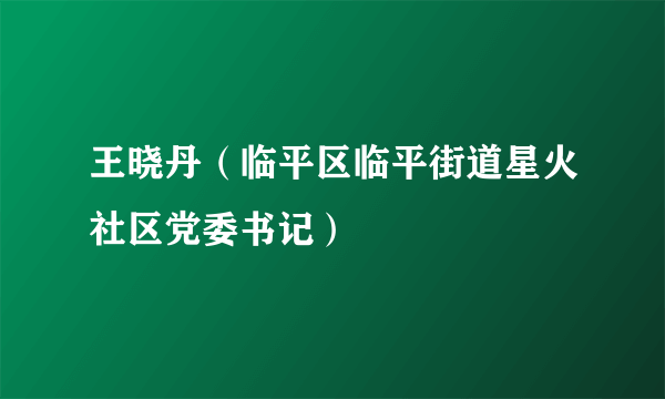 王晓丹（临平区临平街道星火社区党委书记）