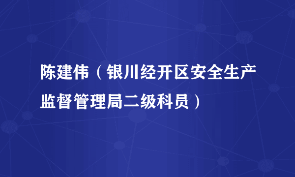 陈建伟（银川经开区安全生产监督管理局二级科员）