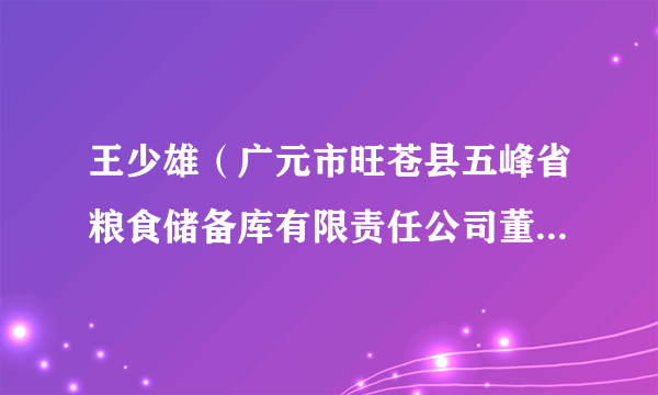 王少雄（广元市旺苍县五峰省粮食储备库有限责任公司董事长、总经理）