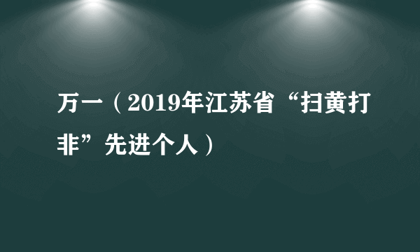 万一（2019年江苏省“扫黄打非”先进个人）