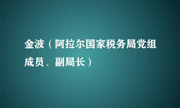 金波（阿拉尔国家税务局党组成员、副局长）