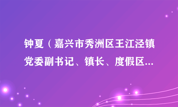 钟夏（嘉兴市秀洲区王江泾镇党委副书记、镇长、度假区党工委副书记、管委会（湿地公园管委会）主任）