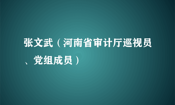 张文武（河南省审计厅巡视员、党组成员）