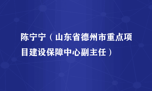 陈宁宁（山东省德州市重点项目建设保障中心副主任）