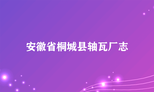 安徽省桐城县轴瓦厂志