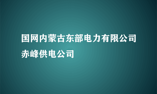 国网内蒙古东部电力有限公司赤峰供电公司