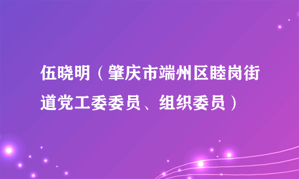 伍晓明（肇庆市端州区睦岗街道党工委委员、组织委员）