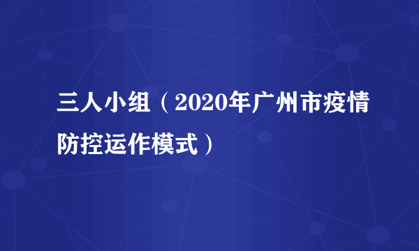 三人小组（2020年广州市疫情防控运作模式）