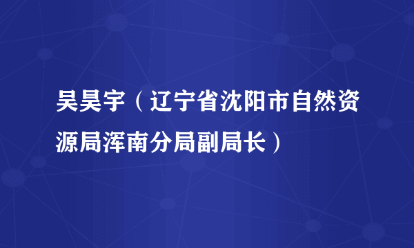 吴昊宇（辽宁省沈阳市自然资源局浑南分局副局长）