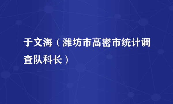 于文海（潍坊市高密市统计调查队科长）