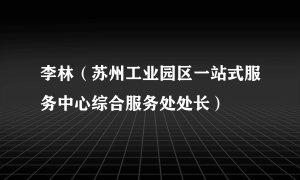 李林（苏州工业园区一站式服务中心综合服务处处长）