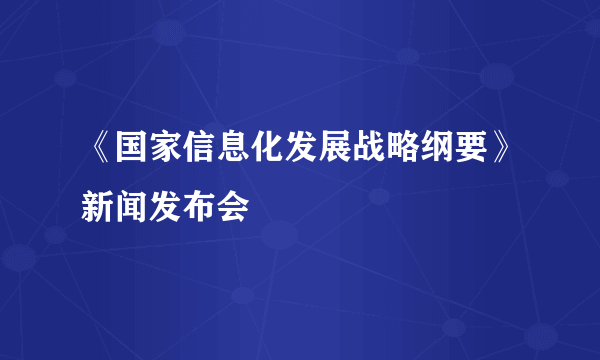 《国家信息化发展战略纲要》新闻发布会