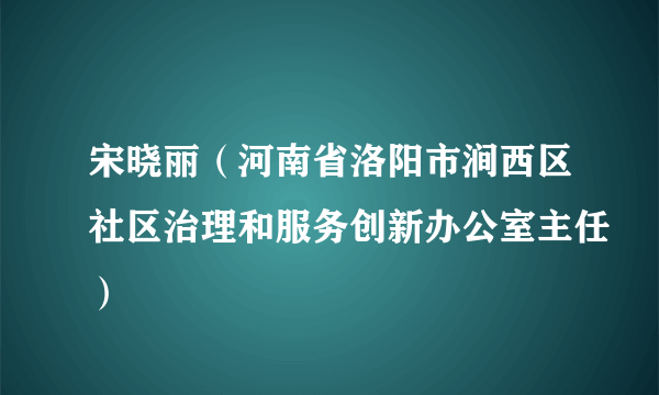 宋晓丽（河南省洛阳市涧西区社区治理和服务创新办公室主任）