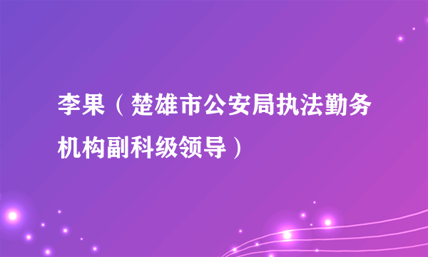 李果（楚雄市公安局执法勤务机构副科级领导）