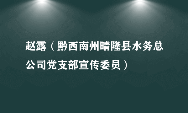 赵露（黔西南州晴隆县水务总公司党支部宣传委员）