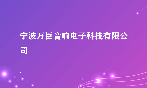 宁波万臣音响电子科技有限公司