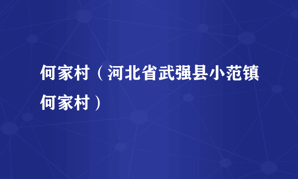 何家村（河北省武强县小范镇何家村）