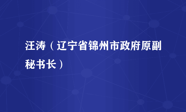 汪涛（辽宁省锦州市政府原副秘书长）