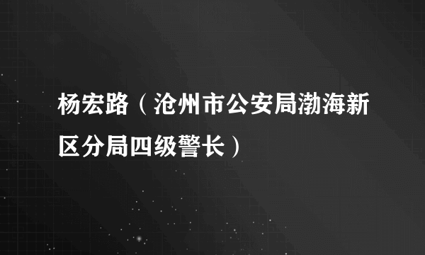 杨宏路（沧州市公安局渤海新区分局四级警长）