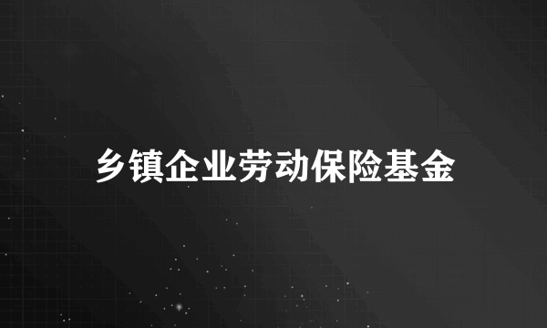 乡镇企业劳动保险基金