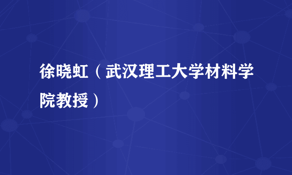 徐晓虹（武汉理工大学材料学院教授）