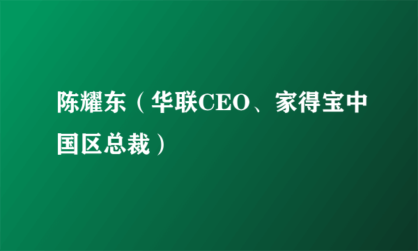 陈耀东（华联CEO、家得宝中国区总裁）