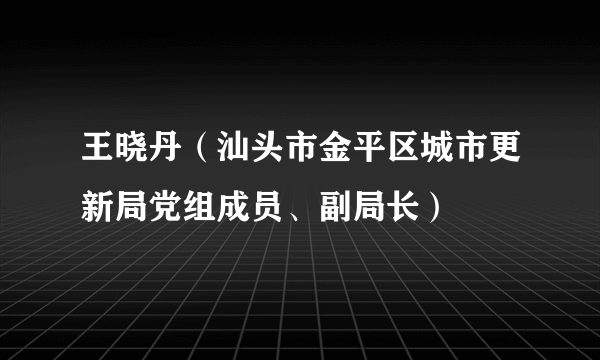 王晓丹（汕头市金平区城市更新局党组成员、副局长）