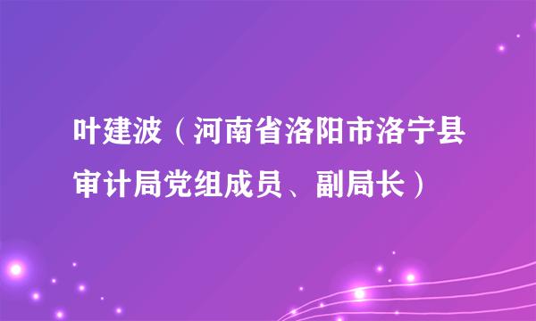 叶建波（河南省洛阳市洛宁县审计局党组成员、副局长）