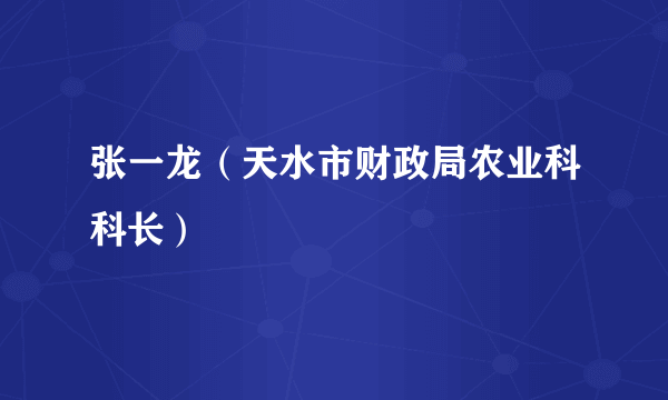 张一龙（天水市财政局农业科科长）