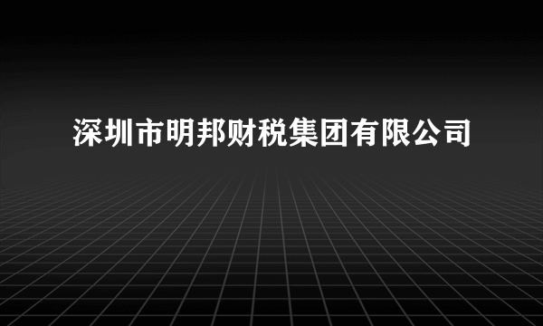 深圳市明邦财税集团有限公司