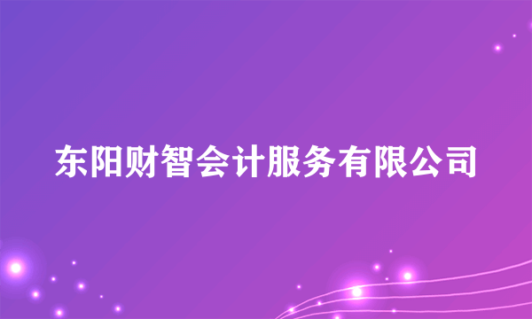 东阳财智会计服务有限公司