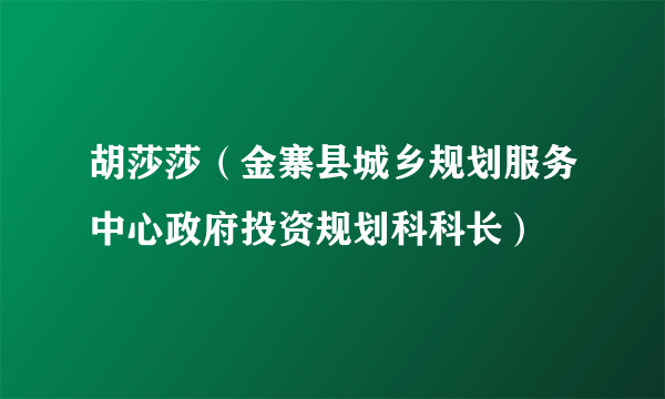 胡莎莎（金寨县城乡规划服务中心政府投资规划科科长）