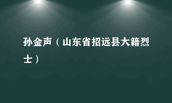 孙金声（山东省招远县大籍烈士）