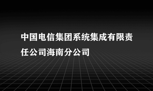 中国电信集团系统集成有限责任公司海南分公司