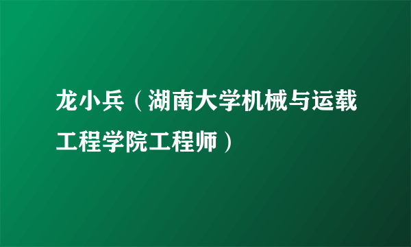 龙小兵（湖南大学机械与运载工程学院工程师）