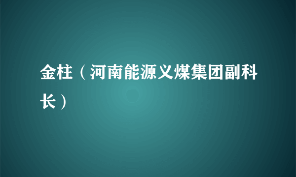 金柱（河南能源义煤集团副科长）