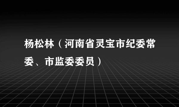 杨松林（河南省灵宝市纪委常委、市监委委员）