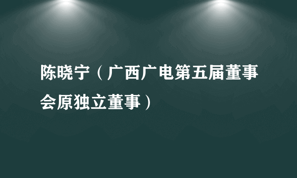 陈晓宁（广西广电第五届董事会原独立董事）